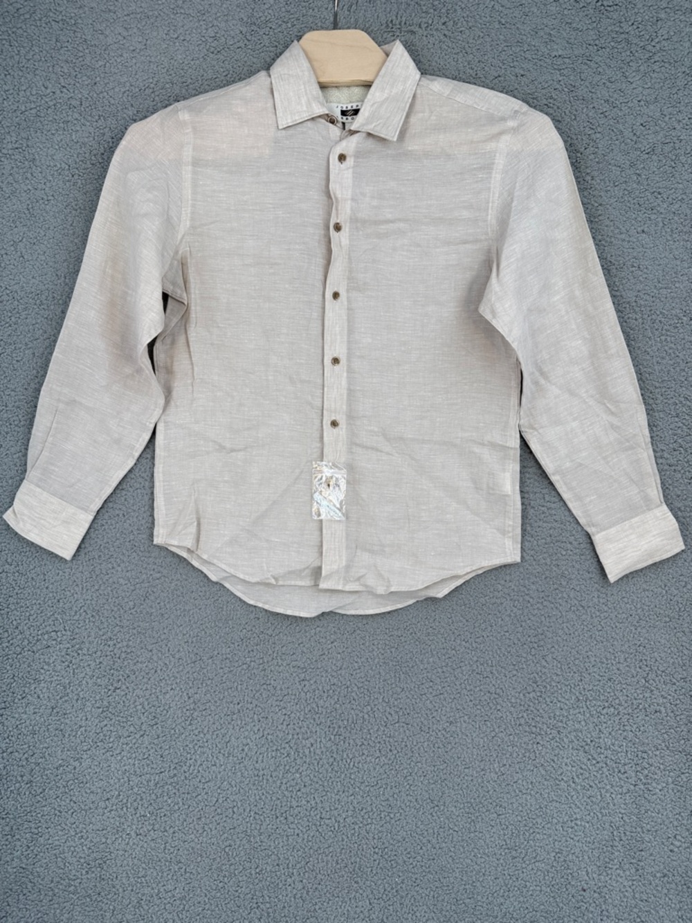 Joseph Abboud Men's Medium long sleeve Button Up Shirt Light Cream 100% Linen